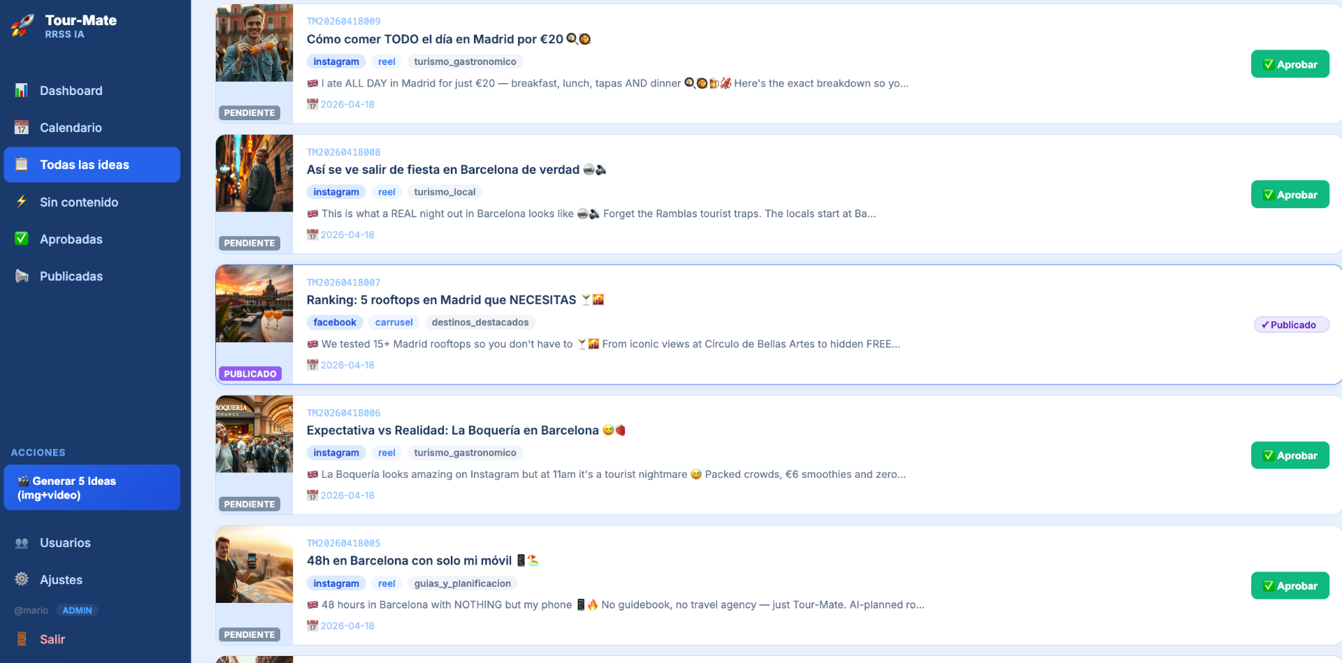 Gestión de Ideas